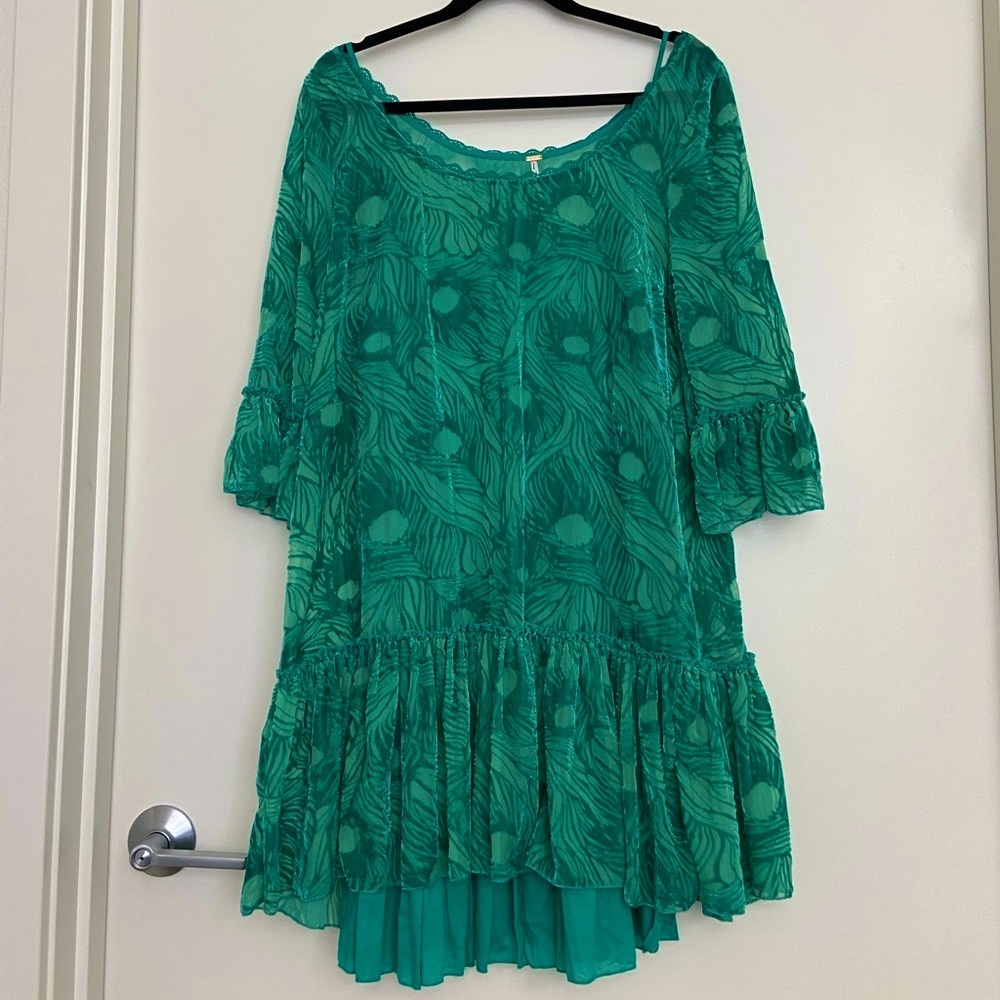 NWOT Free People Green Velvet Lined Dress
